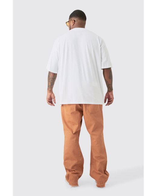 BoohooMAN Plus Los Angeles Over The Seam Graphic T-shirt In White in Gray für Herren