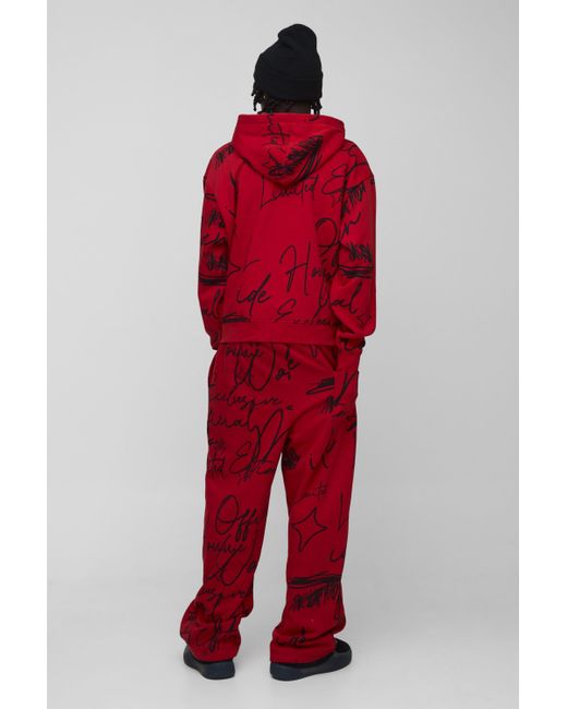 Red boohoo man tracksuit new arrivals