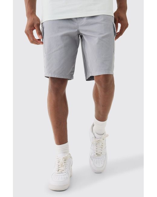 BoohooMAN Gray Relaxed Fit Cargo Shorts for men