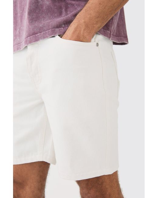 BoohooMAN Slim Rigid Denim Shorts In White für Herren