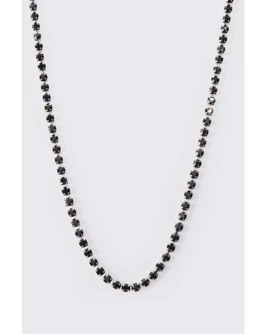 BoohooMAN Blue Iced Chain Necklace In Black for men