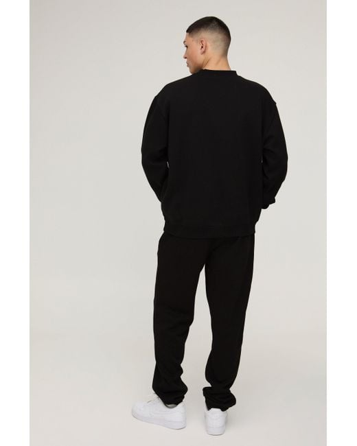 BoohooMAN Black 13 Embroidered Sweat Tracksuit for men