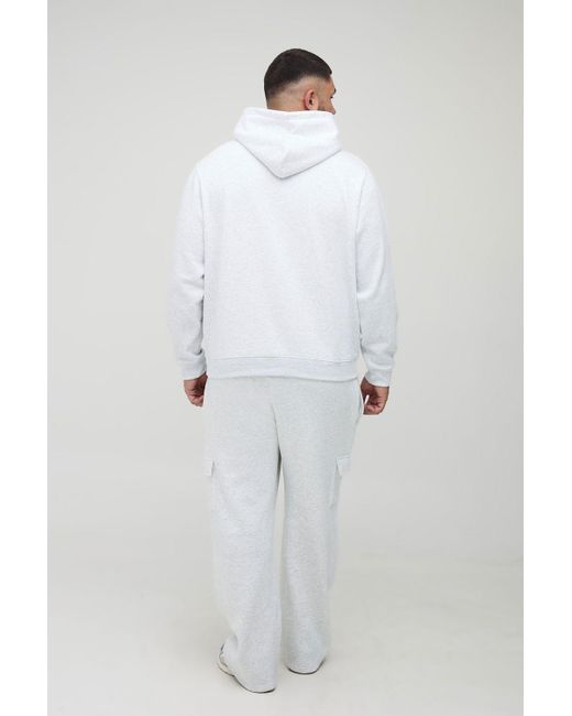BoohooMAN White Plus Basic Straight Leg Cargo Jogger for men