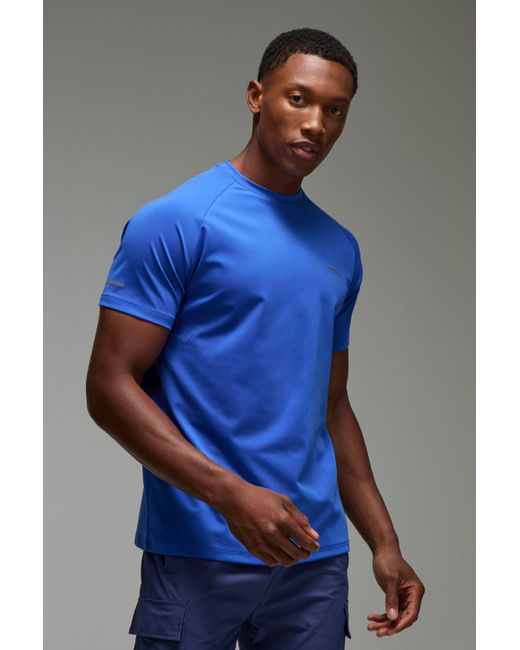 BoohooMAN Blue Active Raglan Regular Fit T-Shirt for men