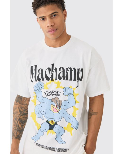 BoohooMAN Blue Oversized Pokemon Machamp License T-shirt for men