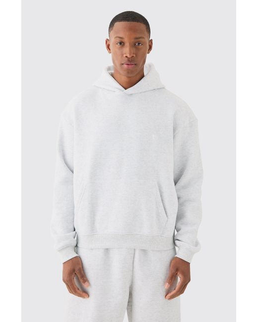 BoohooMAN White Oversized Hoodie And Long Line Shorts Set for men