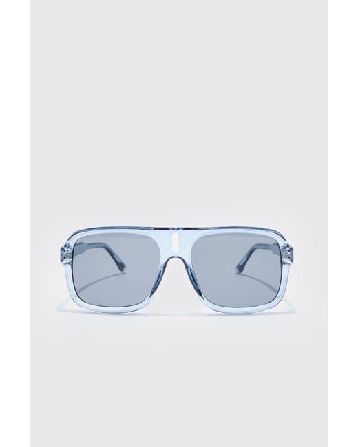 BoohooMAN Blue Plastic Retro Sunglasses for men