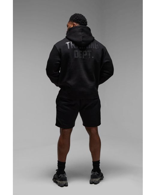 BoohooMAN Black Training Dept Oversized Short Tracksuit for men