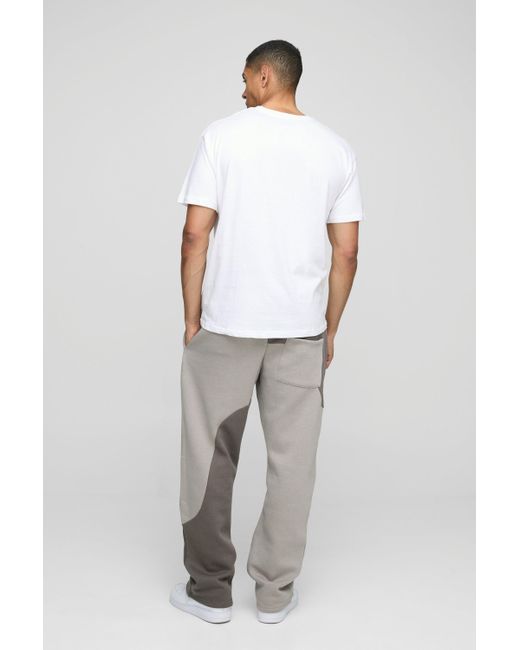 Boohoo Gray Relaxed Fit Curved Colour Block Joggers