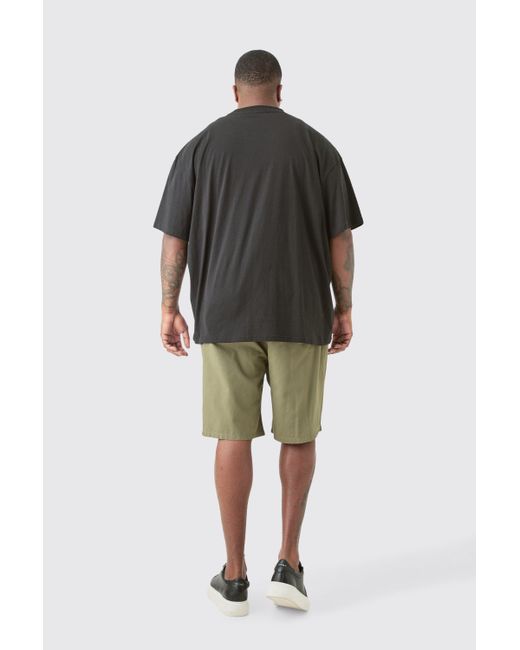 BoohooMAN Plus Fixed Waist Khaki Relaxed Fit Shorts in Green für Herren