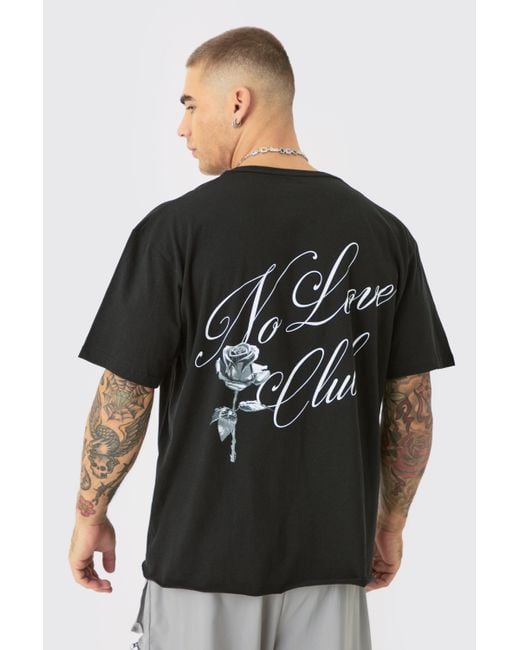 BoohooMAN Oversized Boxy No Love Print T-shirt in Black für Herren
