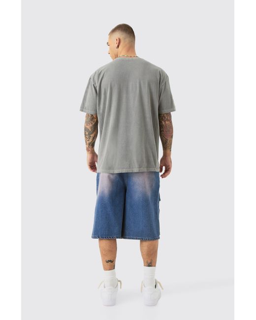 BoohooMAN Gray Oversized Wash Renaissance Ofcl Print T-shirt for men
