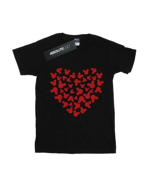 BoohooMAN Red Disney Mickey Mouse Heart Silhouette T-shirt for men