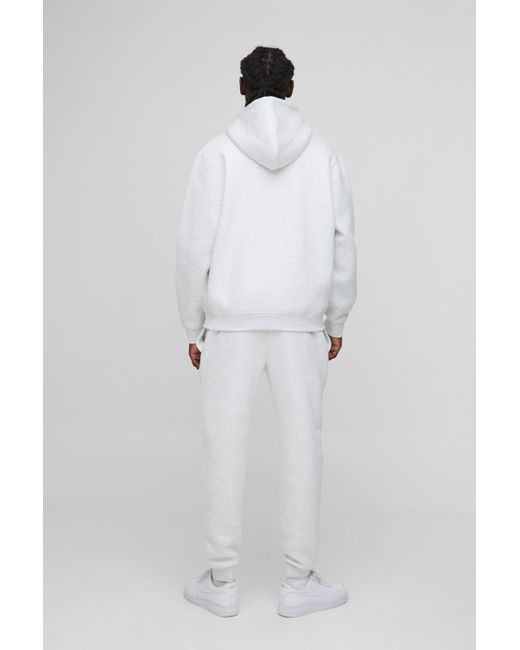 Boohoo Gray Regular Fit 330Gsm Bm Signature Hooded Tracksuit