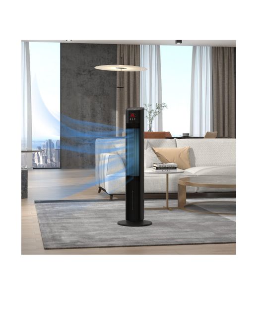 BoohooMAN Black Homcom Oscillating Tower Fan With Ice Pack Remote 12h Timer Water Tank for men