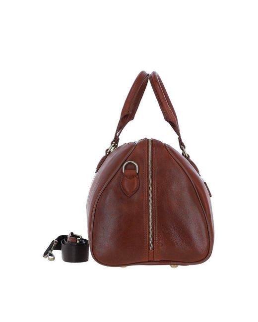 BoohooMAN Brown Ashwood Leather Real Leather Duffle Bag With Detachable Strap for men