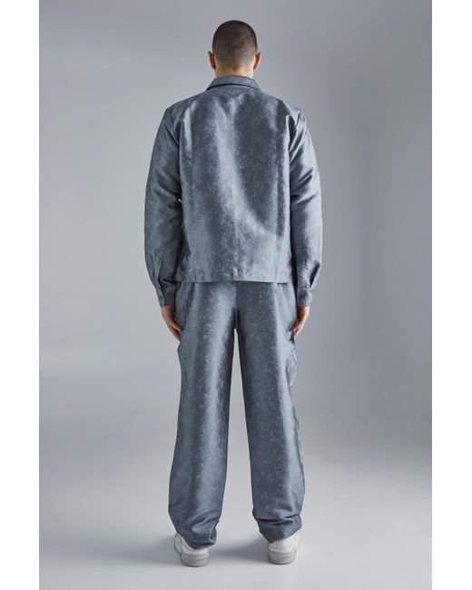 BoohooMAN Gray Marl Fabric Interest Smart Overshirt for men