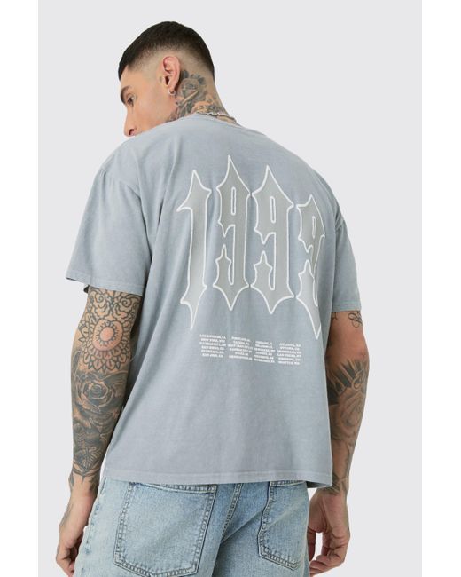 BoohooMAN Blue Tall 1999 Graphic T-shirt In Grey for men