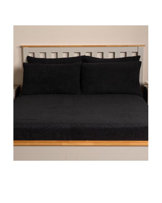 BoohooMAN Black Ohs 4 Pack Teddy Fleece Pillowcase Cover Bedding Set Thermal for men