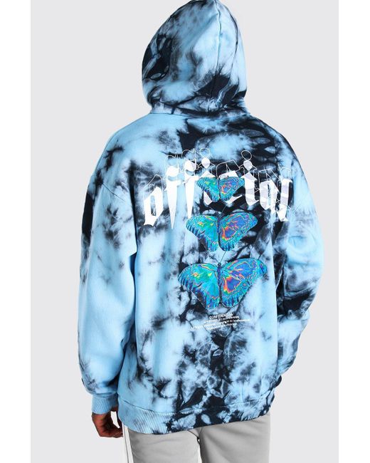 BoohooMAN Synthetic Oversized Butterfly Back Print Tie Dye Hoodie in ...