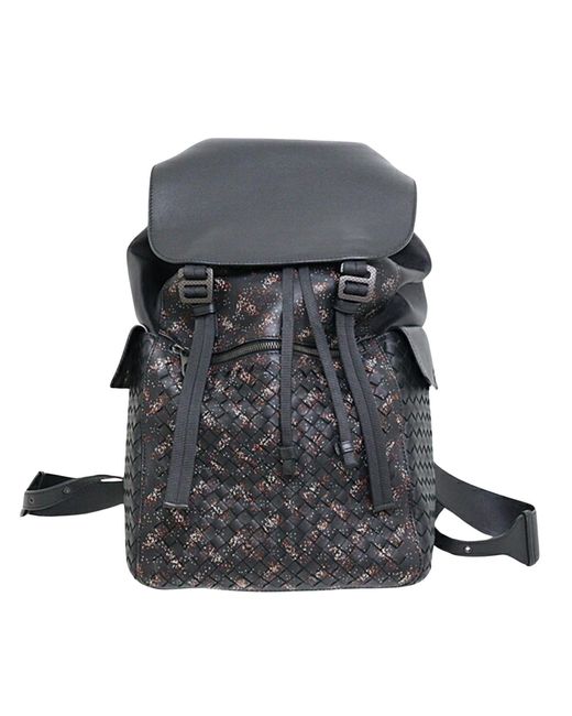 BoohooMAN Bottega Veneta Preloved Intrecciato Leather Backpack 220945v0016 Unisex - Black for men