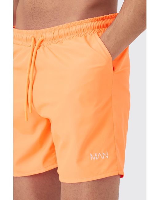 Original Man Mid Length Swim Short Boohoo de color Orange