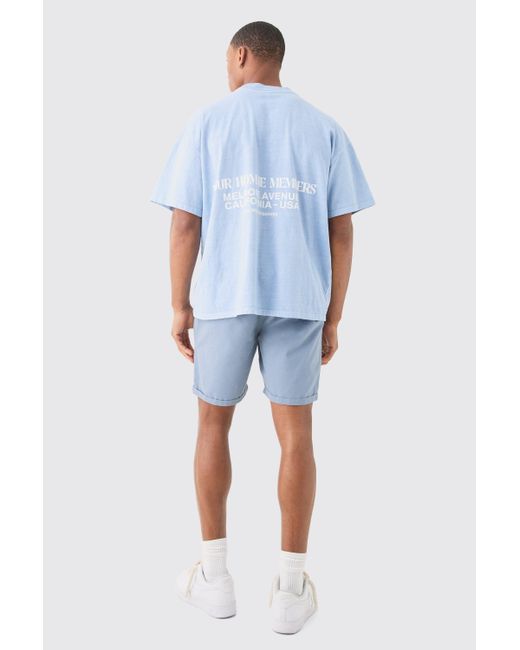 BoohooMAN Blue Slim Fit Elastic Waist Bermuda Shorts for men