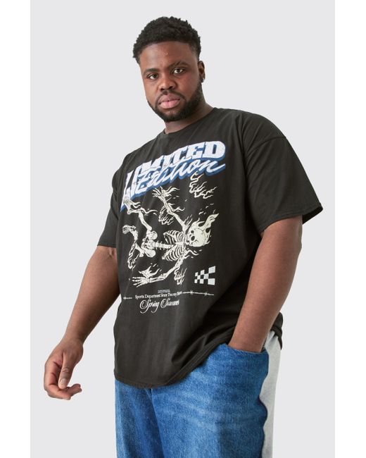 BoohooMAN Plus Core Limited Edition Skeleton Printed T-shirt In Black für Herren