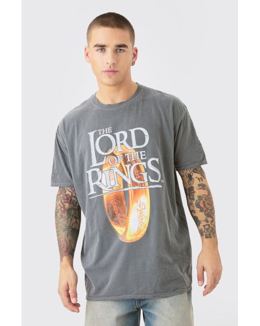 Boohoo Gray Oversized Lord Of The Rings Wash License T-shirt