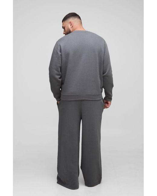 BoohooMAN Black Plus Basic Extreme Wide Leg Sweatpants for men