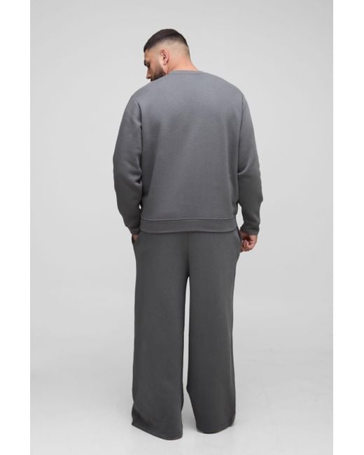 BoohooMAN Black Plus Basic Extreme Wide Leg Sweatpants for men