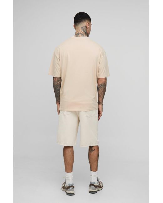 Camiseta Tall Oversize Con Estampado De Palmeras Boohoo de color Natural