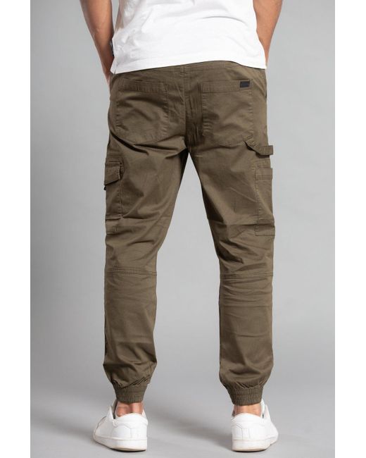 BoohooMAN Green Tokyo Laundry Cotton Drawstring Cargo Trousers for men