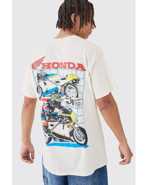 BoohooMAN Oversized Honda Jt Racing License T-shirt in White für Herren