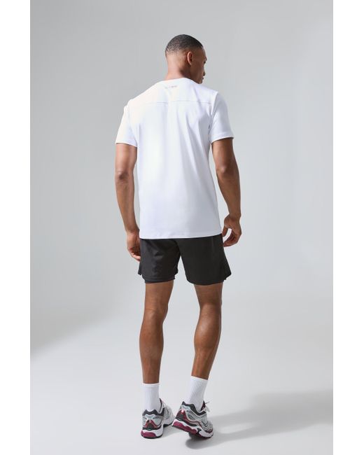 BoohooMAN Man Active X Og Gym Regular Fit Performance T-shirt in White für Herren