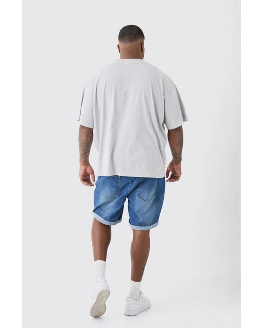 BoohooMAN Blue Plus Oversized 'b' T-shirt In Grey for men