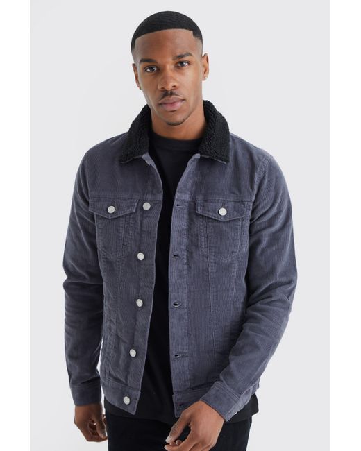Cord jacket with borg collar womens cheap