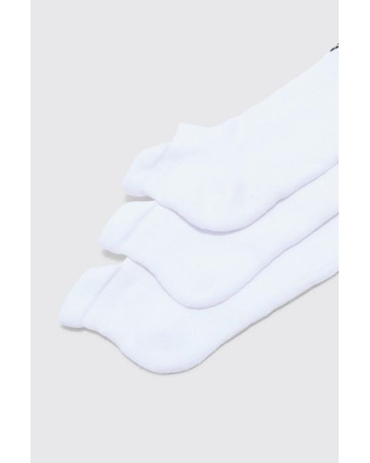BoohooMAN White Active Training Dept Cushioned Trainer 3 Pack Socks for men