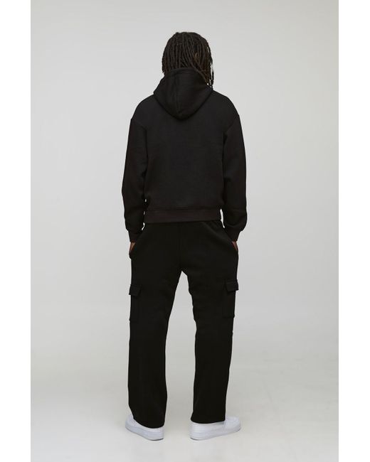 BoohooMAN Black Basic Oversized Boxy Hoodie for men