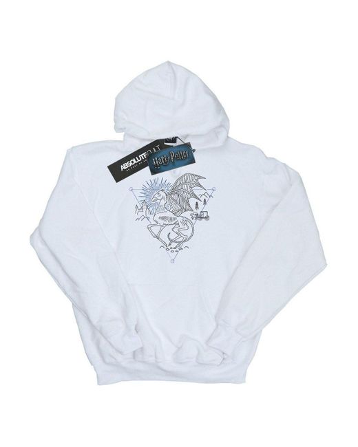 BoohooMAN White Harry Potter Thestral Line Art Hoodie for men
