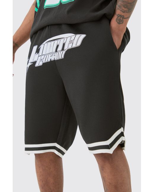 BoohooMAN Tall Loose Fit Limited Edition Basketball Short In Black for men