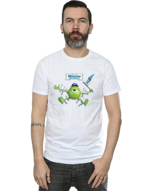 BoohooMAN White Disney Monsters University Taped Mike T-shirt for men