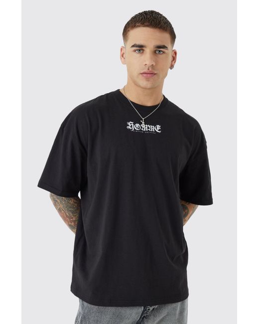 BoohooMAN Black Oversized Homme Graphic T-shirt for men