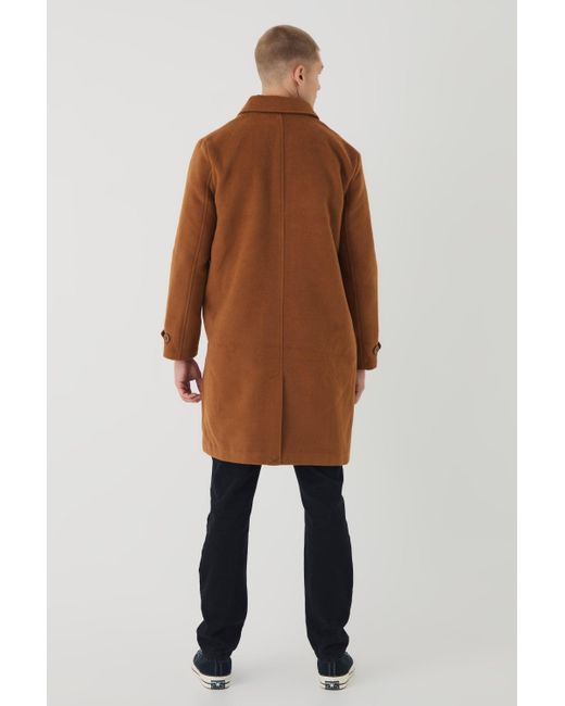 Abrigo Liso Con Cuello En Tostado Boohoo de color Brown