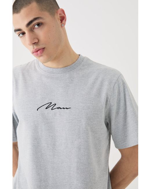 BoohooMAN Gray Signature Basic T-shirt for men