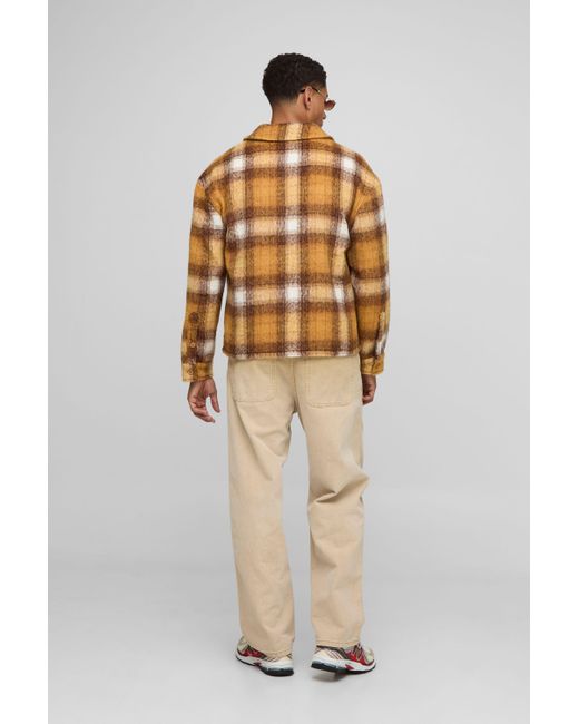 BoohooMAN Brown Regular Fit Heavyweight Brushed Flannel Overshirt