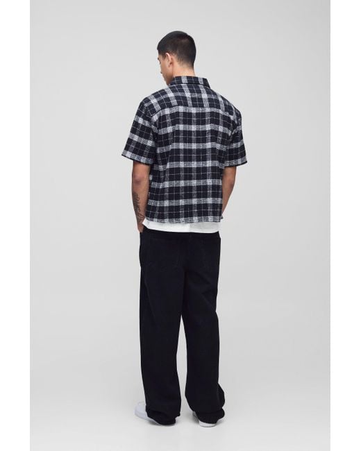 BoohooMAN Blue Tall Oversized Boxy Concealed Placket Flanneled Shirt