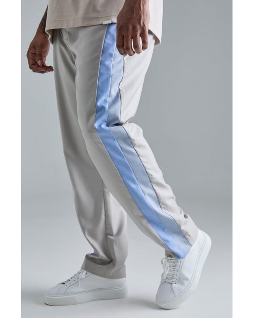 BoohooMAN Blue Plus Skinny Fit Colour Block Panel Suit Pants for men