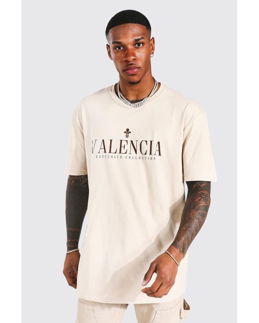 BoohooMAN Denim Oversized Valencia Print T-shirt in Beige (Natural) for Men  | Lyst