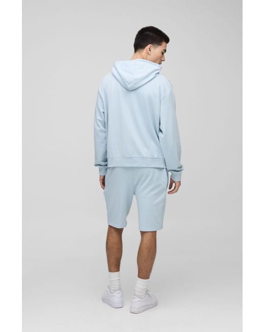 BoohooMAN Blue Lightweight Basic Oversized Boxy Hoodie for men
